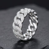 Anillo Cuban de Moissanita 7 mm, Oro Blanco, Plata 925