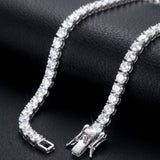 Pulsera Tennis de Moissanita, Oro Blanco, Plata 925 (2 a 6.5 mm)