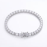 Pulsera Tennis de Moissanita, Oro Blanco, Plata 925 (2 a 6.5 mm)