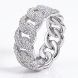 Anillo Cuban de Moissanita 7 mm, Oro Amarillo, Plata 925